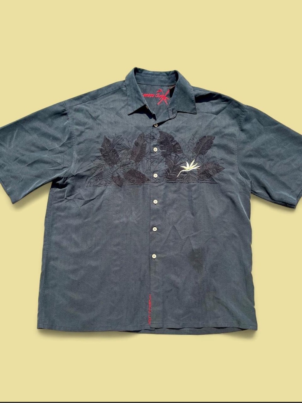Bamboo Cay Tropical Embroidered Button Up Shirt Size XL